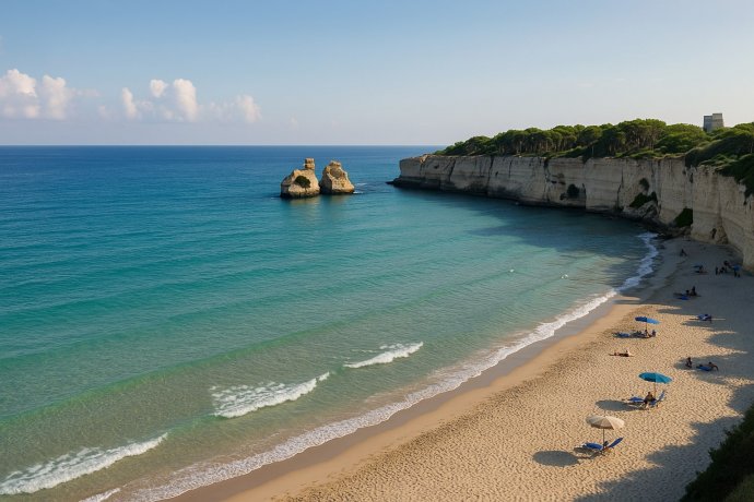 spiaggia di Torre dell’Orso con le Due Sorelle e falesie